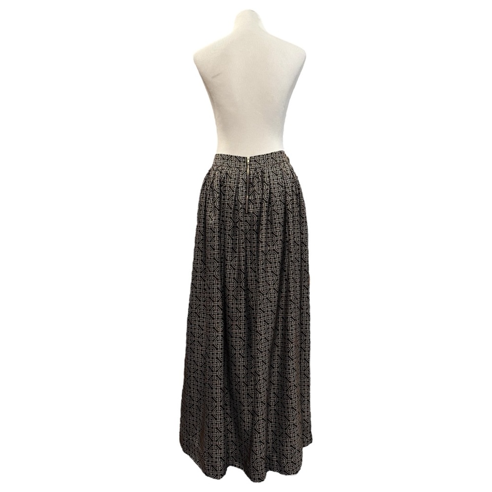 Elizabeth McKay Hong Kong Silk Maxi Skirt Black Gold Metro Print Women’s size 4 - Picture 4 of 12
